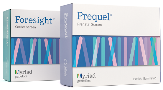 Prequel® Prenatal Screen and Foresight® Carrier Screen product box image